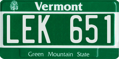 VT license plate LEK651