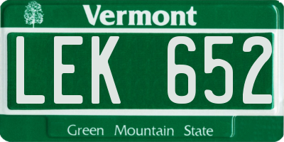 VT license plate LEK652