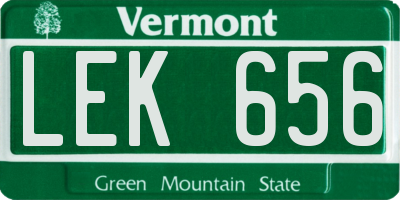 VT license plate LEK656