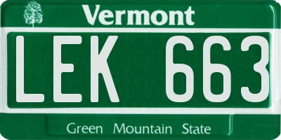 VT license plate LEK663