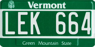 VT license plate LEK664
