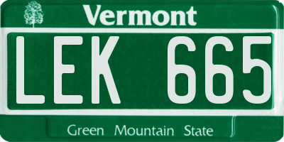 VT license plate LEK665