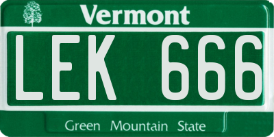 VT license plate LEK666