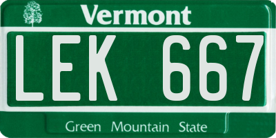 VT license plate LEK667