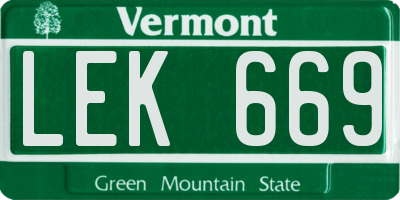 VT license plate LEK669