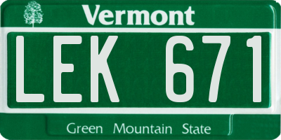VT license plate LEK671