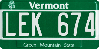VT license plate LEK674