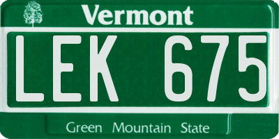 VT license plate LEK675