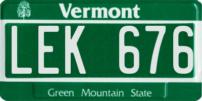 VT license plate LEK676
