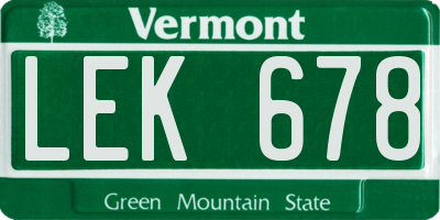 VT license plate LEK678