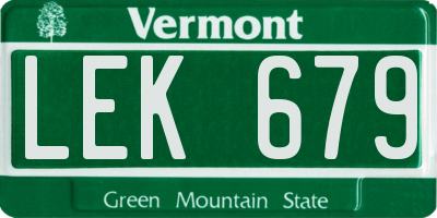 VT license plate LEK679