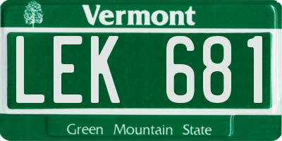 VT license plate LEK681