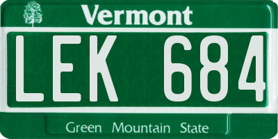 VT license plate LEK684