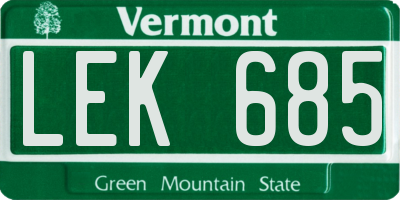 VT license plate LEK685