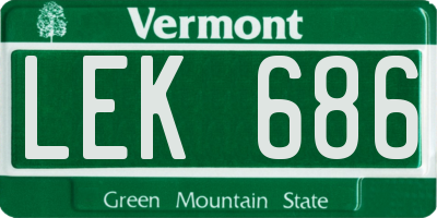 VT license plate LEK686