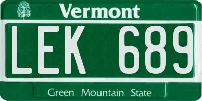 VT license plate LEK689