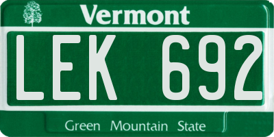 VT license plate LEK692