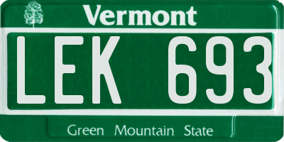VT license plate LEK693