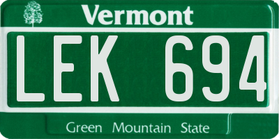 VT license plate LEK694