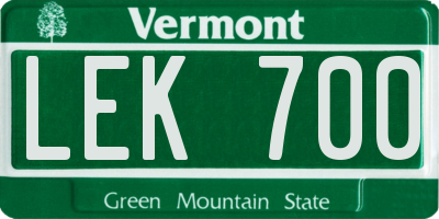 VT license plate LEK700