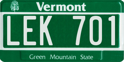 VT license plate LEK701