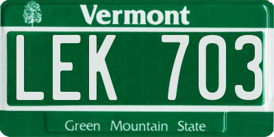 VT license plate LEK703