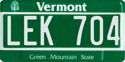 VT license plate LEK704
