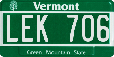VT license plate LEK706