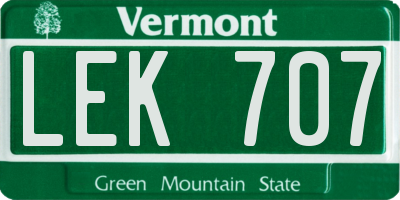 VT license plate LEK707