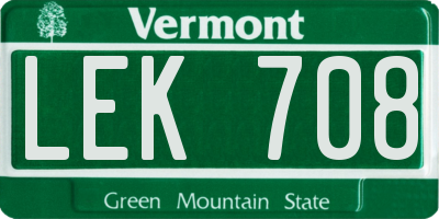 VT license plate LEK708