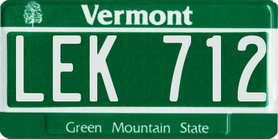 VT license plate LEK712