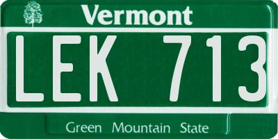 VT license plate LEK713