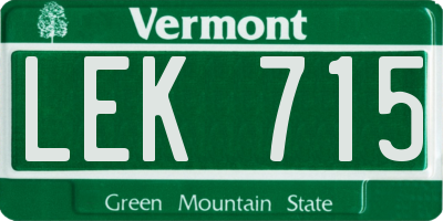 VT license plate LEK715