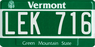 VT license plate LEK716