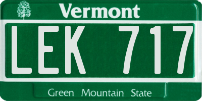 VT license plate LEK717