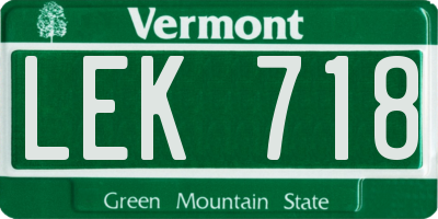 VT license plate LEK718