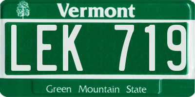 VT license plate LEK719
