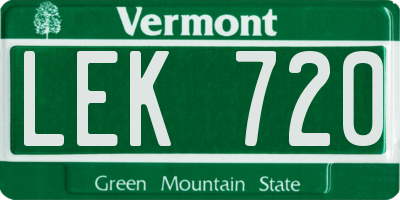 VT license plate LEK720