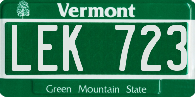 VT license plate LEK723