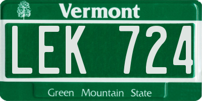 VT license plate LEK724