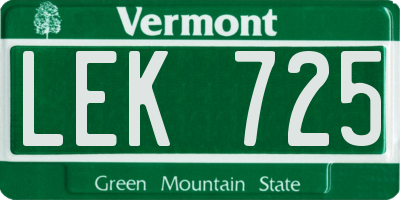 VT license plate LEK725