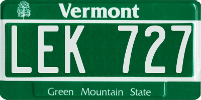 VT license plate LEK727