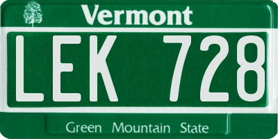 VT license plate LEK728