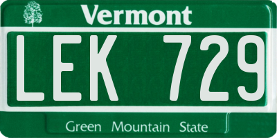 VT license plate LEK729