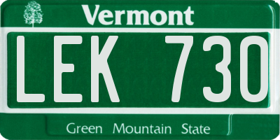 VT license plate LEK730