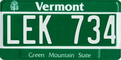 VT license plate LEK734