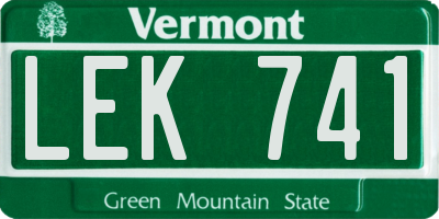 VT license plate LEK741