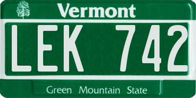 VT license plate LEK742