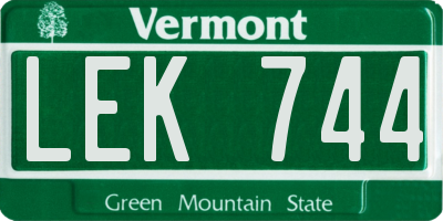 VT license plate LEK744