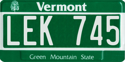 VT license plate LEK745